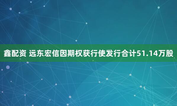 鑫配资 远东宏信因期权获行使发行合计51.14万股