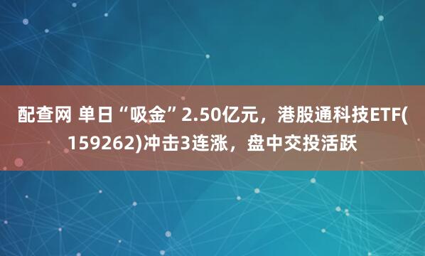 配查网 单日“吸金”2.50亿元，港股通科技ETF(159262)冲击3连涨，盘中交投活跃